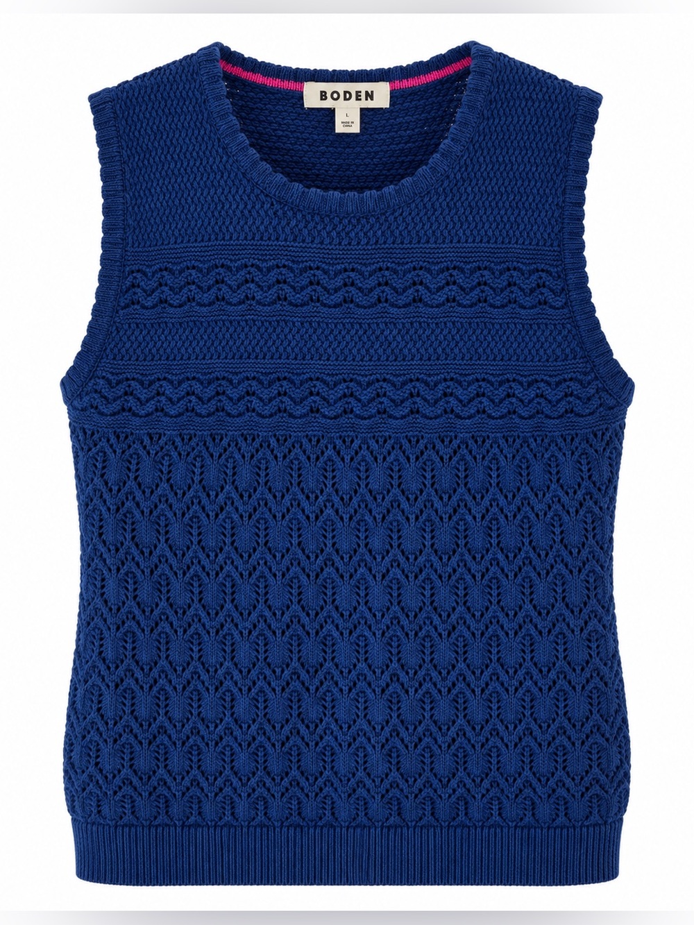 Boden Cotton Stitch Crew Tank Sweater Vest Size Large